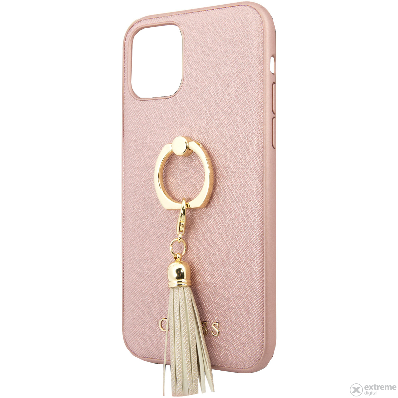 Guess Saffiano Ring Stand navlaka za iPhone 11, pink