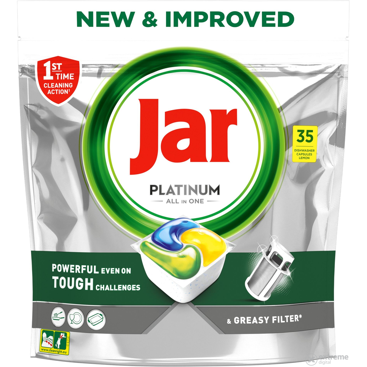 Jar Platinum Lemon All In One tablety do umývačky riadu, 35 ks