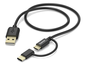 Hama 2in1 Micro USB/USB TYPE-C kabel za prijenos podataka, 1m, crni