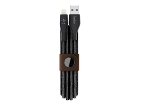 Belkin F8J243bt04-BLK DuraTek Plus Lightning - USB-A Kabel 3m, mit Lederbündel, schwarz