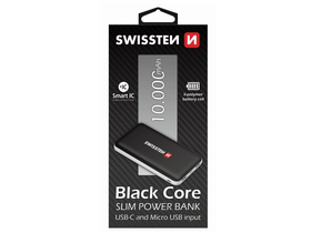 Swissten Black Core Slim Power Bank 10000mAh USB-C/microUSB