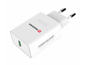 Swissten mrežni adapter za punjač PowerDelivery 25W, iPhone + Samsung, bijeli