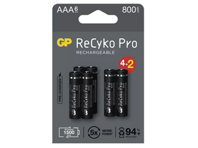 GP ReCyko Pro NiMH dobíjecí baterky, HR03 (AAA) 800mAh, 6ks (B2218V)