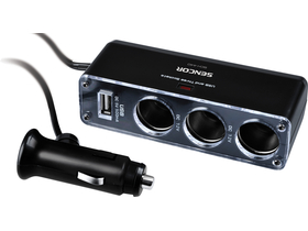 Sencor SCH 440 auto trokrevetni razdjelnik s USB utičnicom za punjenje, 5V/500 mA, 50 cm