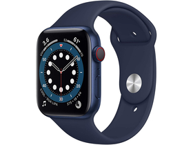 Apple Watch Series 6 GPS + Cellular 44 mm син с тъмнокафява спортна каишка