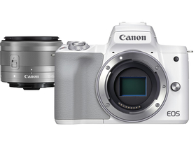 Canon EOS M50 Mark II MILC fényképezőgép kit (15-45mm IS STM objektívvel), fehér