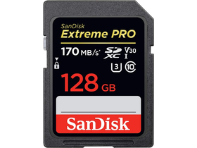 SanDisk Extreme Pro 128GB SDXC memóriakártya, Class 10, UHS-I, U3, V30 (183531)
