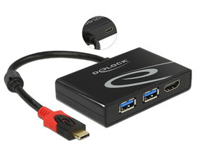Delock USB 3.1 Gen 1 adapter USB Type-C male > 2 x USB 3.0 Type-A female + 1 x HDMI konektor
