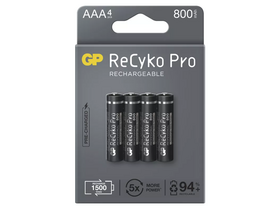 GP ReCyko Pro NiMH nabíjateľné tužkové batérie, HR03 (AAA) 800mAh, 4 ks (B22184)