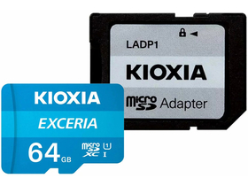 Kioxia Exceria M203 microSDXC kártya, 64GB, UHS I U1+ adapter