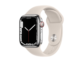 Apple Watch Series 7 (GPS + Cellular) 41mm Edelstahl silber mit Sportarmband Polarstern (MKHW3FD)
