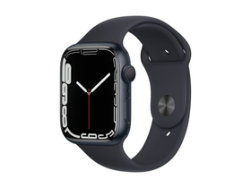 Apple Watch Series 7 GPS 45mm, éjfekete, éjfekete sportszíjjal