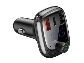 Baseus CCTM-B01 Bluetooth FM transmitter nabíječka do auta, USB/microSD/Type-C, černá