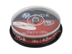 HP írható DVD+R 4.7Gb 10 db/csomag hengeres lemez