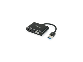 Equip kabel převodníku - 133386 (USB3.0 - VGA+HDMI, samec/samice, 1920x1080/60Hz, černý)