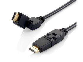 Equip 119365 HDMI Kabel 1.4 männlich/männlich, aranyozott, 5m, mit drehbaren Anschlüssen