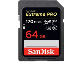 SanDisk Extreme Pro 64GB SDXC memóriakártya, Class 10, UHS-I, U3, V30 (183530)