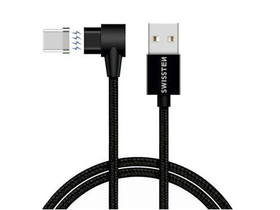 Swissten Arcade magnetický USB - lightning datový a nabíjecí kabel, černý, 1,2 m
