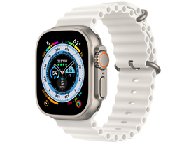 Apple Watch Ultra Cellular, 49 mm, Titan, mit Armband in Ozeanweiß
