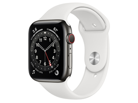 Apple Watch Series 6 GPS + Cellular 44 mm, mit silber, weiß Sportarmband