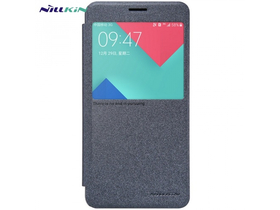 NILLKIN SPARKLE műanyag telefonvédő (mikroszálas bőr flip, oldalra nyíló, hívószámkijelzés, S-View Cover) FEKETE