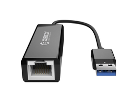 Orico kabelový adaptér - UTJ-U3-BK/21/ (USB-A 3.0 na RJ-45, 10 cm kabel, černý)