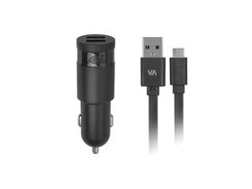 Rivacase "VA 4223 BD1" 2xUSB 3,4A nabíječka do auta, micro USB kabel, černá