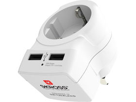 Skross putni adapter za UK, ugrađen USB punjač