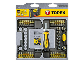 Topex 39D344 Bit- und Steckschlüssel-Set, mit Treiber mit Ratsche, 38 Stk.