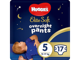 Huggies Elite Soft Overnights Pants nohavičkové plienky na noc, veľkosť 5, 12-17 kg, 17 ks