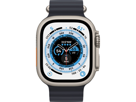 Apple MQFK3CM/A Watch Ultra Cellular, 49 mm, Titangehäuse, Mitternachtsschwarz mit Ocean-Armband