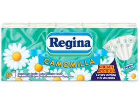 Regina Camomilla 4 Lagen, gemusterte, duftende Papiertaschentücher, 10x9 Stk