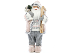 Kring Djed Mraz sa skijama i vrećicom za poklone, 60cm, Pink / Grey