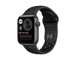Apple Watch Nike SE (v2) GPS, 44mm, sötétszürke, fekete Nike sportszíjjal