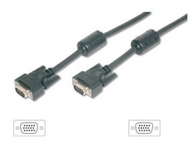 Equip 118814 VGA Kabel HD15 männlich/männlich, mit Ferrit-Ring, 10m