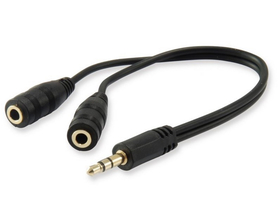 Equip 147941 audio 3,5mm jack rozvodný kabel, černý, 13cm