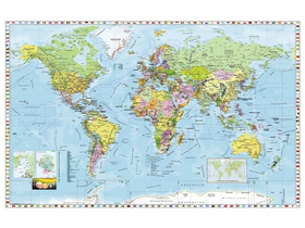 Mapa s  kovovým rámom -štáty zeme, 140x100 cm