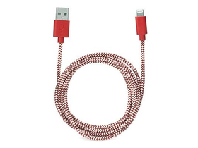 Kikkerland červeno-biely, textilný Lighting kábel (Apple)
