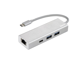 Hama USB 3.1 Type-C HUB (2 USB + 1 Type-C) + LAN adapter, srebrni