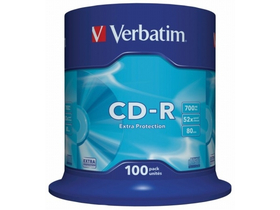 Verbatim CD-R 700 MB, 80 Min, 52x, an der Spindel (100 St)