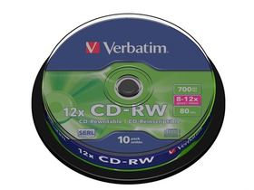 Verbatim CD-RW 700MB, 8-10x, újraírható, hengeren (10db)