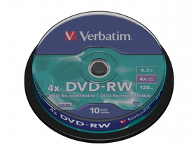 DVD-RW Disk Verbatim 4,7 GB, 4x, RW(SERL) 10dkom