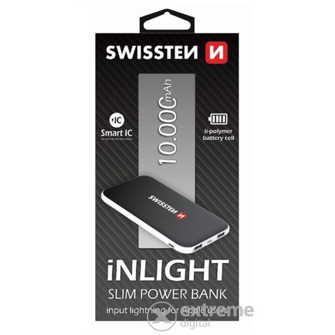 Swissten Inlight Slim Power Bank 10000 mAh lightning/microUSB vésztöltő