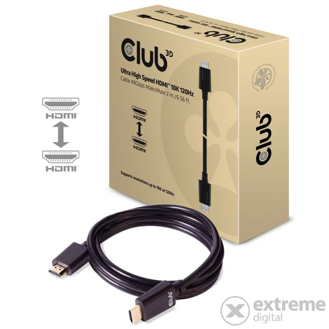 CLUB3D Ultra High Speed 2.1 HDMI kabel, 10K, 120Hz, 2m, crna