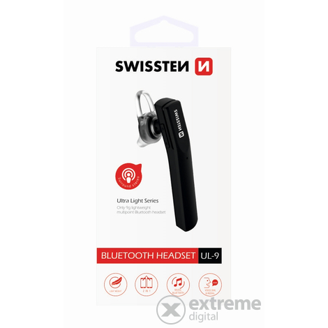 Swissten UL-9 ultra light bluetooth headset, crni
