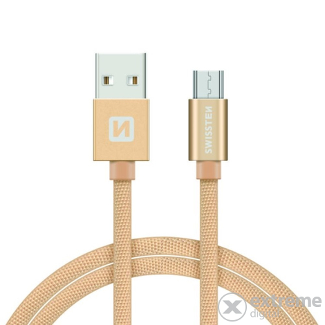 Swissten USB - micro USB adat- és töltőkábel, arany, 2m