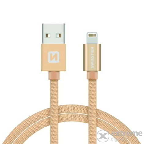 Swissten USB - lightning adat- és töltőkábel, arany, 1,2 m