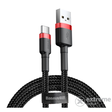 Baseus CAFULE podatkovni kabel i punjač (USB - Type-C, 5V / 3A, 20W, otporan na pucanje, 50cm, PD brzo punjenje, uzorak vezice), crni