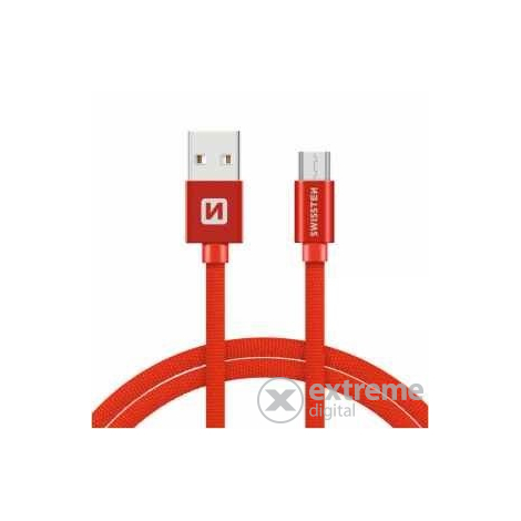 Swissten  USB - lightning adat- és töltőkábel, piros, 3m