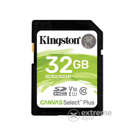 Kingston Canvas Select Plus 32GB SDHC memóriakártya, Class 10, UHS-I, U1, V10